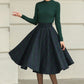 Knee length plaid winter wool skirt 6511