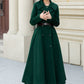 Green long double breasted winter wool coat 5452