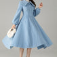 Sky Blue Wool Princess Coat – Vintage Fit and Flare Swing Winter Coat | Xiaolizi 6576