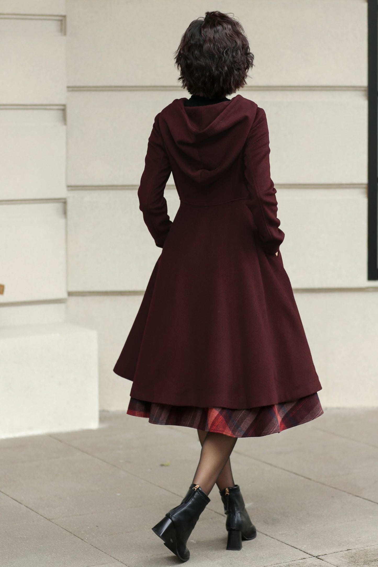 Winter Wool Swing Coat – Vintage Button Front Overcoat 6531