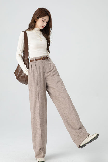 Wide leg long wool pants for women 5324