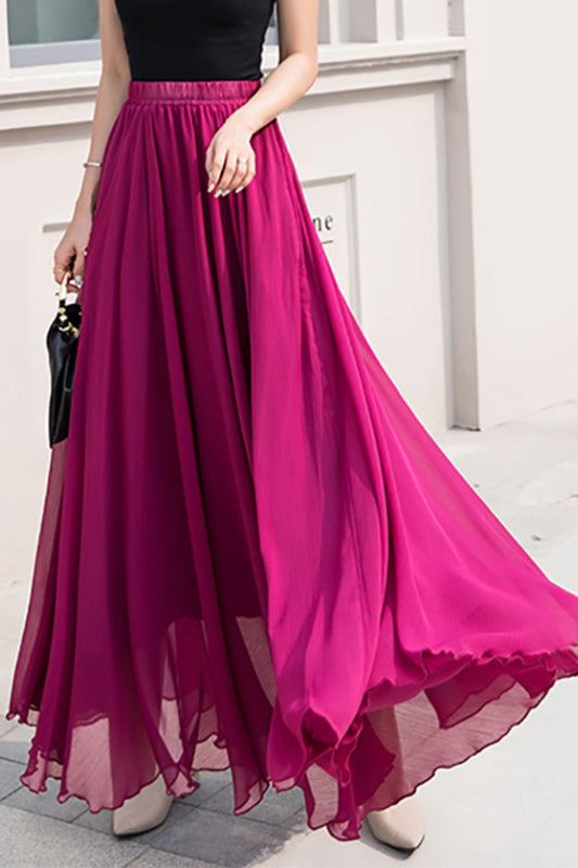 Maxi plus size swing a line chiffon skirt women TT0034