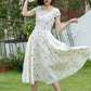 Fit and flare summer embroidered linen dress 5203