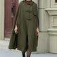 Military green wool winter cape coat 5351