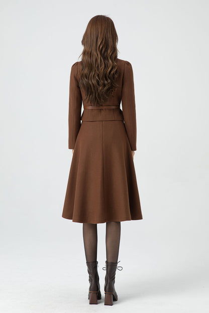 Handmade A line brown wool skirt 5316