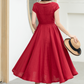 Versatile Linen Midi Dress in Vibrant Red 5831