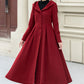 Long swing red winter wool coat women 5346