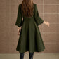 Green princess long winter wool coat 5364