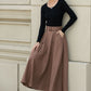 Brown button front a line wool skirt 5453