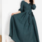 Customizable Dark Teal Linen Maxi Dress 5639