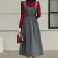 Gray sleevelss wool dress with belt 6427
