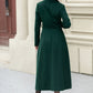 Green long wool trench coat women 5350