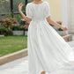 White Linen swing Wedding Dress 5983