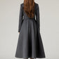 Gray winter long wool coat with pockets 5479