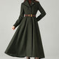 Army Green Herringbone Wool Coat – Elegant A-Line Maxi Winter Coat | Xiaolizi 6574