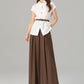 Womens elegant wide leg long linen pants 4918