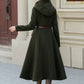 Hooded winter warm wool coat women 5461