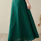 Green Linen Maxi Skirt with pockets 4974