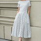 Black and white polka dot summer linen dress 5225