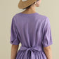 Button up purple midi linen dresses 2796