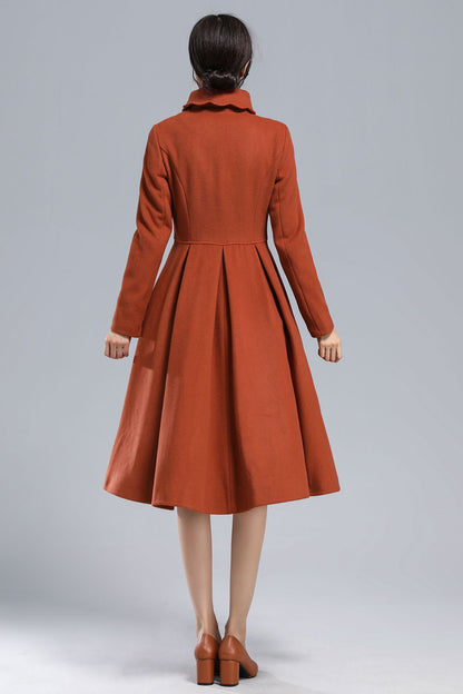 Handmade Caramel Wool Coat – Vintage Princess Winter Maxi Overcoat 3164