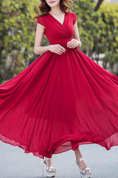 V neck prom summer wedding chiffon dress 5162
