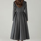 Gray Wool Maxi Coat – Single-Breasted Fit & Flare Long Winter Coat | Xiaolizi 6571