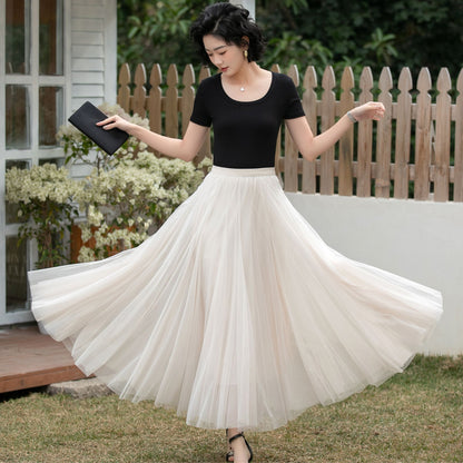 Xiaolizi Apricot Tulle Maxi Skirt – Vintage Full Circle 6698