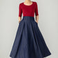 Women’s Navy Blue Button front Denim Midi Skirt 6143