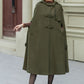 Military green wool winter cape coat 5351