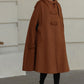 Handmade Wool Hooded Cape – Vintage Winter Cloak Coat with Pockets 6527