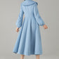 Sky Blue Wool Princess Coat – Vintage Fit and Flare Swing Winter Coat | Xiaolizi 6576