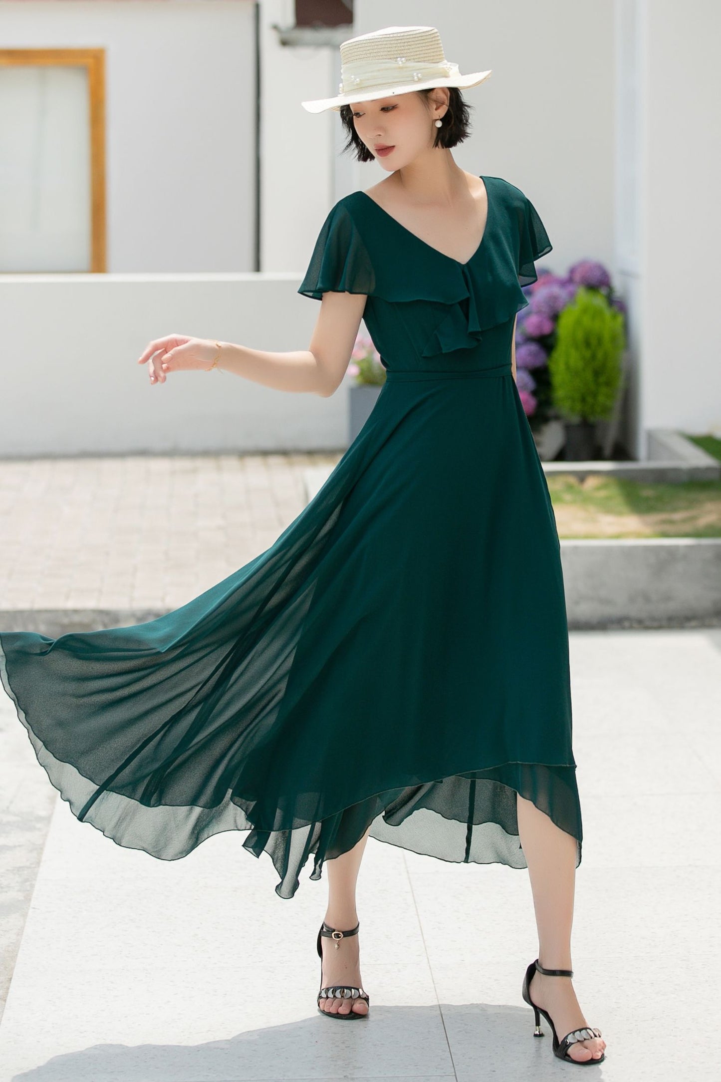 green swing summer chiffon dress 5990