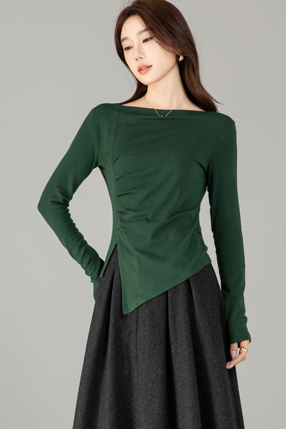 Asymmetrical autumn knit top women 6504
