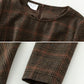 Brown Wool Blend Plaid Dress – Handmade Vintage Midi Winter Style | Xiaolizi 6391