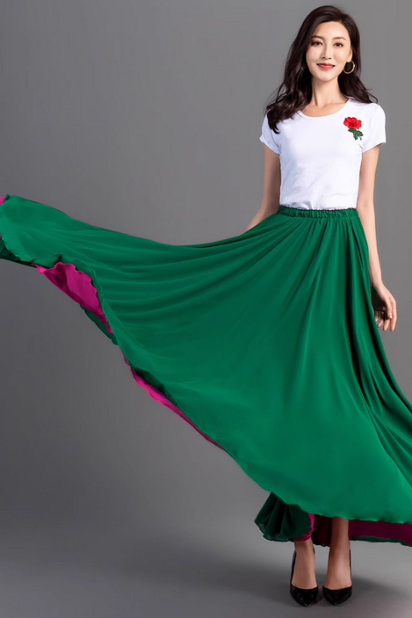 Swing maxi summer beach chiffon skirt 5196