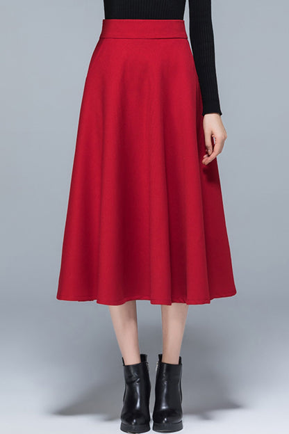 High waist midi autumn skirt women 6196