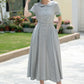 Grey midi Swing linen shirt Dress 5987 - S #CK2500324