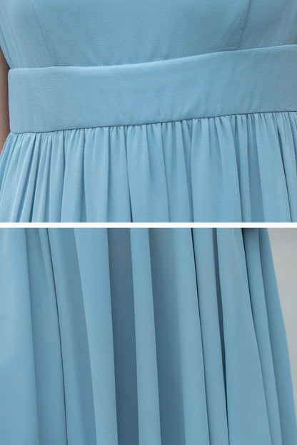 Hight waist Blue chiffon maxi dress 5862