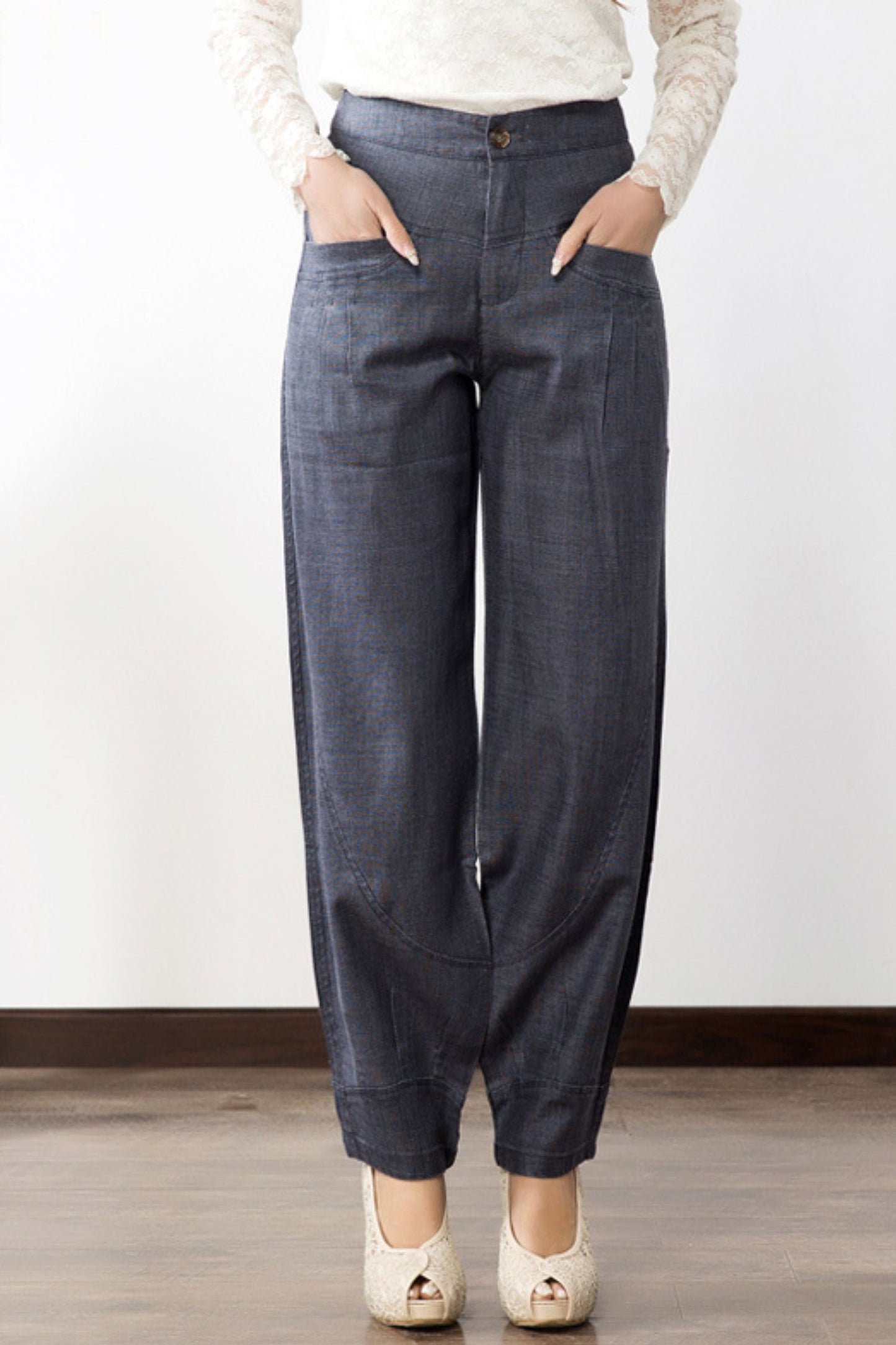 Loose fitting lantern linen pants 6231