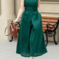 Green Sleeveless summer linen dress 4968