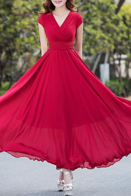 V neck prom summer wedding chiffon dress 5162