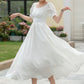White Linen swing Wedding Dress 5983