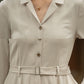 Beige midi linen shirt dress 5674