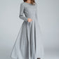 Gray Long sleeve Swing wool dress 1616