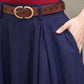 Navy a line Linen Maxi Skirt with Pockets  2778