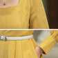 Spring A-Line Yellow Linen Dress women 5679