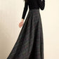 Plaid Wool Blend Maxi Skirt – Warm High Waist Winter Skirt with Pockets 6202