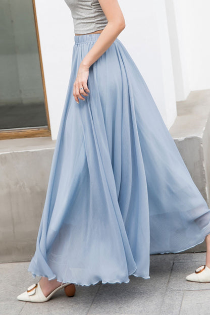 Maxi plus size swing a line chiffon skirt women TT0034