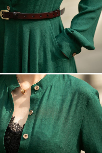 Long Sleeve A-Line Midi Dress 5676 - XS #CK2400581